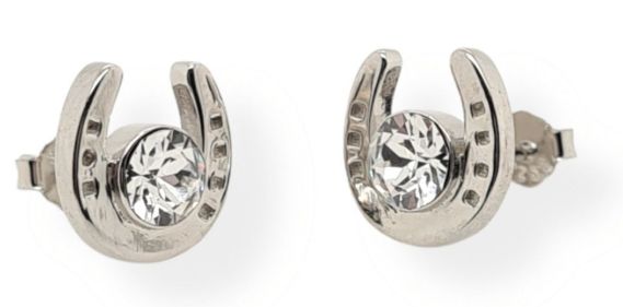 MCJ STUDS S/S &amp; A CZ HORSE SHOE