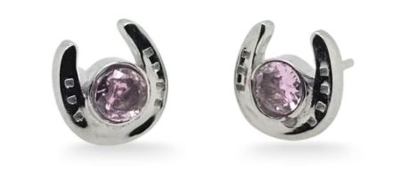 MCJ STUDS S/S &amp; PINK CZ HORSE SHOE