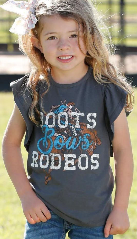 Girls Boots Bows Rodeo Ruffle T