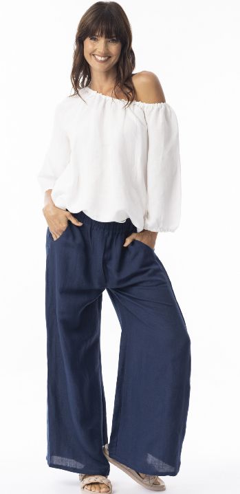 Linen Solid Pant Wide Leg