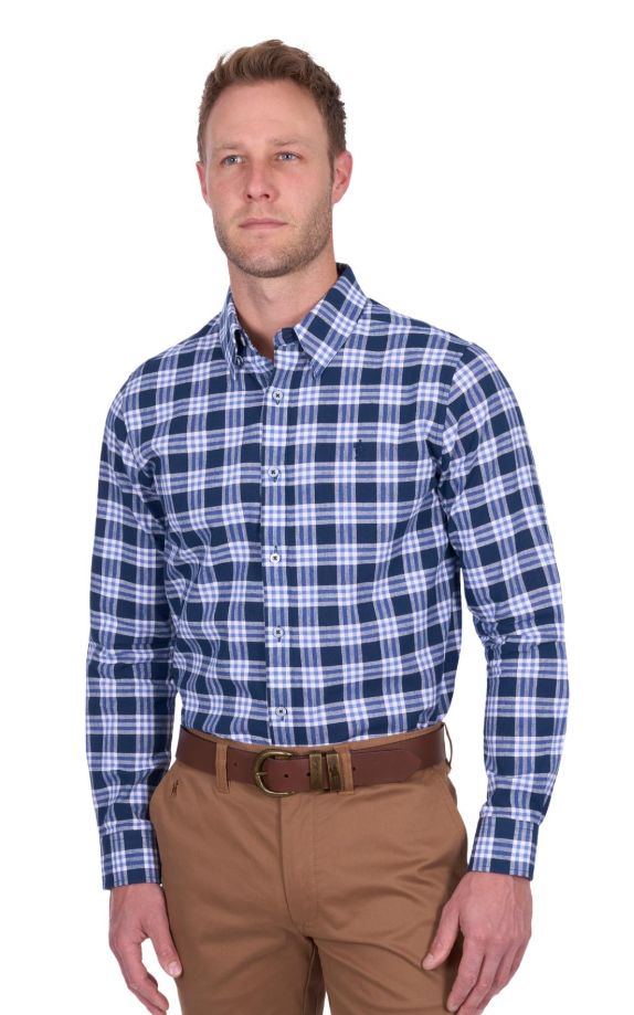 Men’s Dale Check Linen L/S Shirt, Size: L
