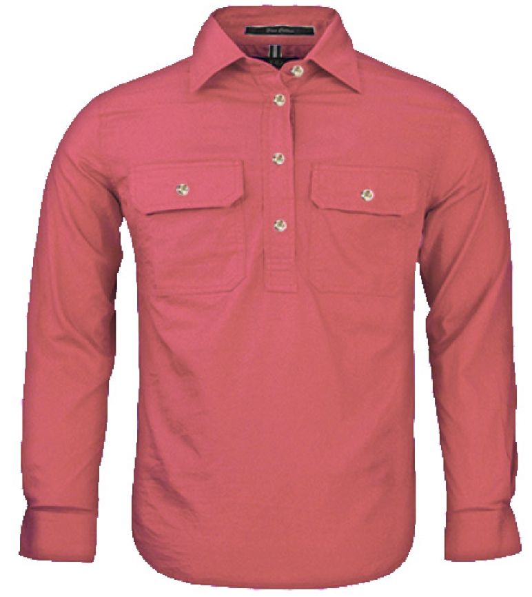 Kids Pilbara Closed Front L/S Shirt, Colour: Canyon, Size: 1-2