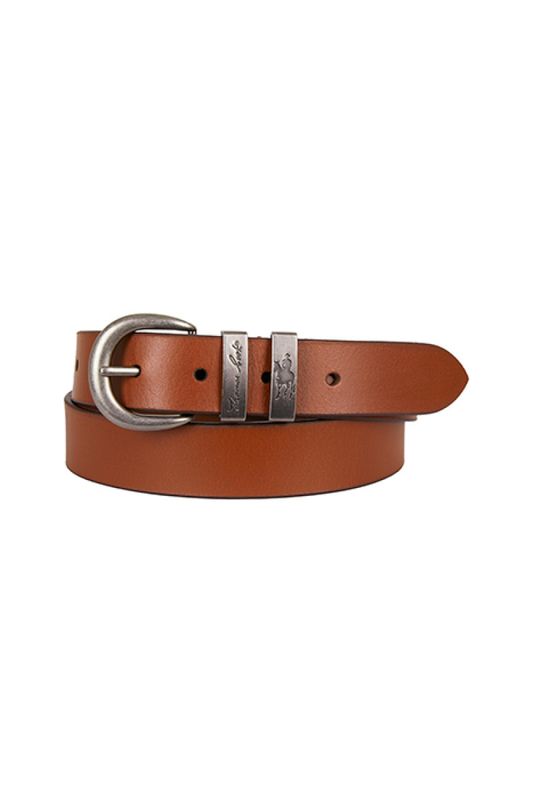 Narrow Silver Twin Keeper Belt Rich Tan