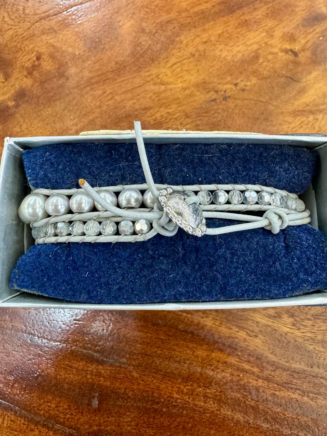 Pearl and Grey Wrap Bracelet