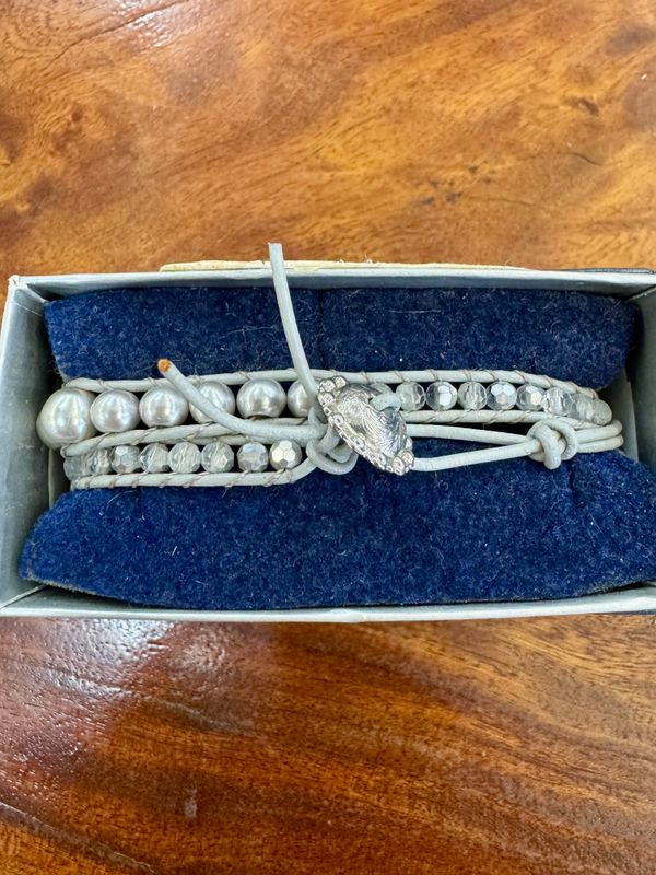 Pearl and Grey Wrap Bracelet