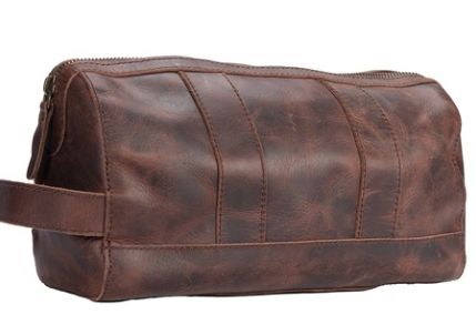 Brown Leather Toiletry Bag