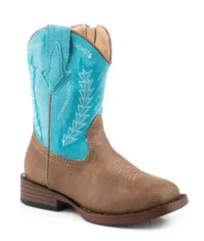 Roper Billy Kids Tan/Turquoise Boots