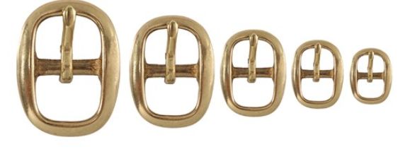 Polished Brass Swage Bridle Buckles, Size: 13mm