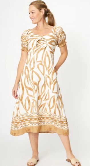 Puff Sleeve Border Dress