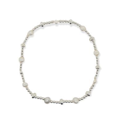 BRACELET S/S &amp; PEARL STRETCH