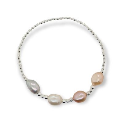 BRACELET S/S &amp; FW PEARL STRETCH