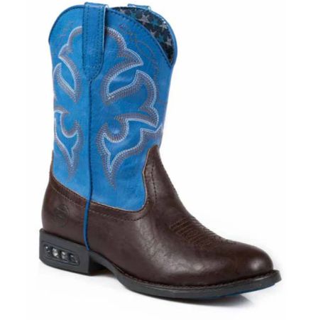 Roper Kids Lightning Boots, Colour: Brown/Blue, Size: 9