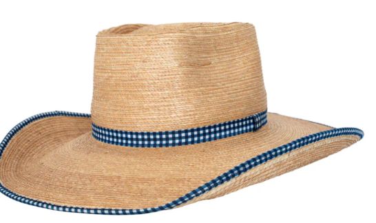 Sunbody Ava Hat Navy Gingham Check, Size: 61