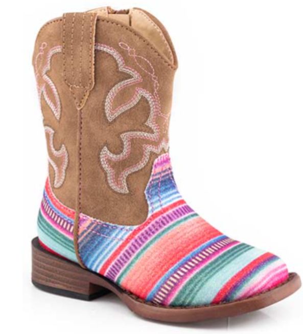 Roper Toddler Glitter Serape/Tan Boots, Size: 5