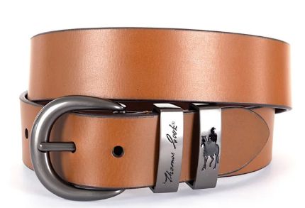 Narrow Silver Twin Keeper Belt Rich Tan, Size: M