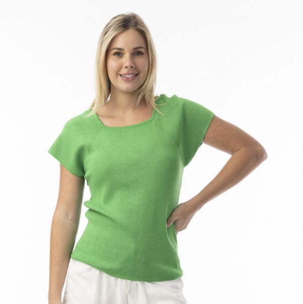 Knit Essentials Top, Colour: Green, Size: 10