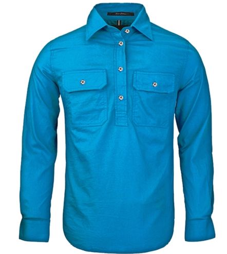 Womens Pilbara Clossed Front L/S Shirt, Colour: Azure, Size: 8
