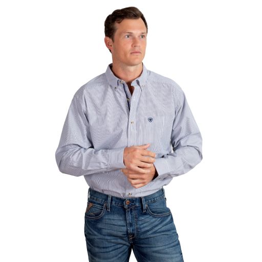 PRO SERIES CLIFF CLASSIC FIT SHIRT, Colour: NAVY STRIPE, Size: MEDIUM