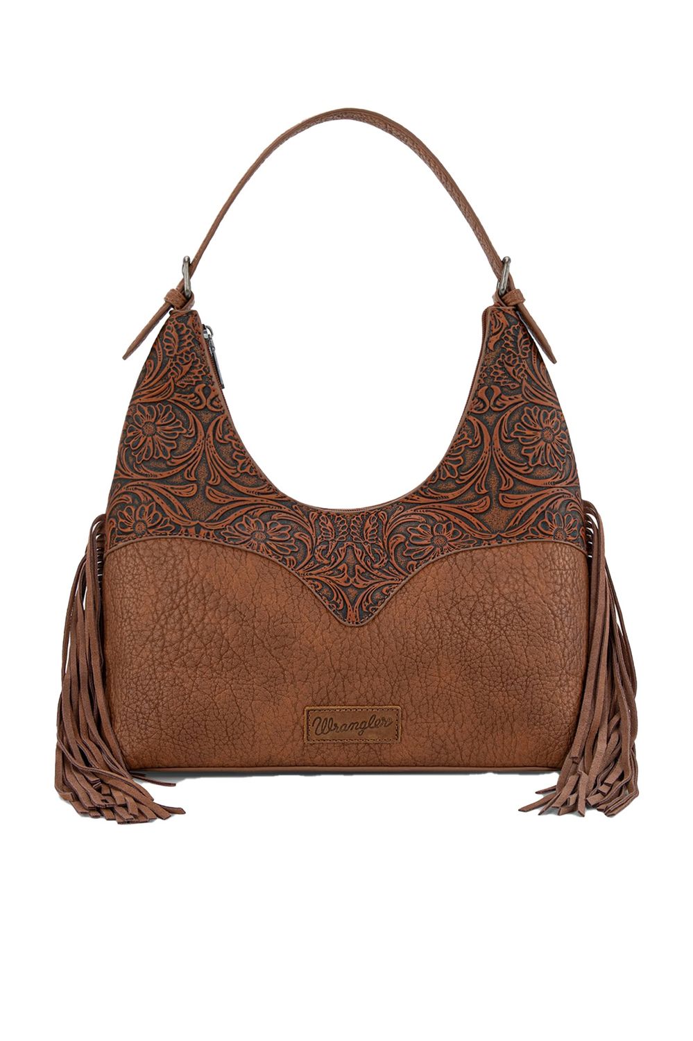 TOOLED FRINGE SHOULDER BAG, Colour: Tan