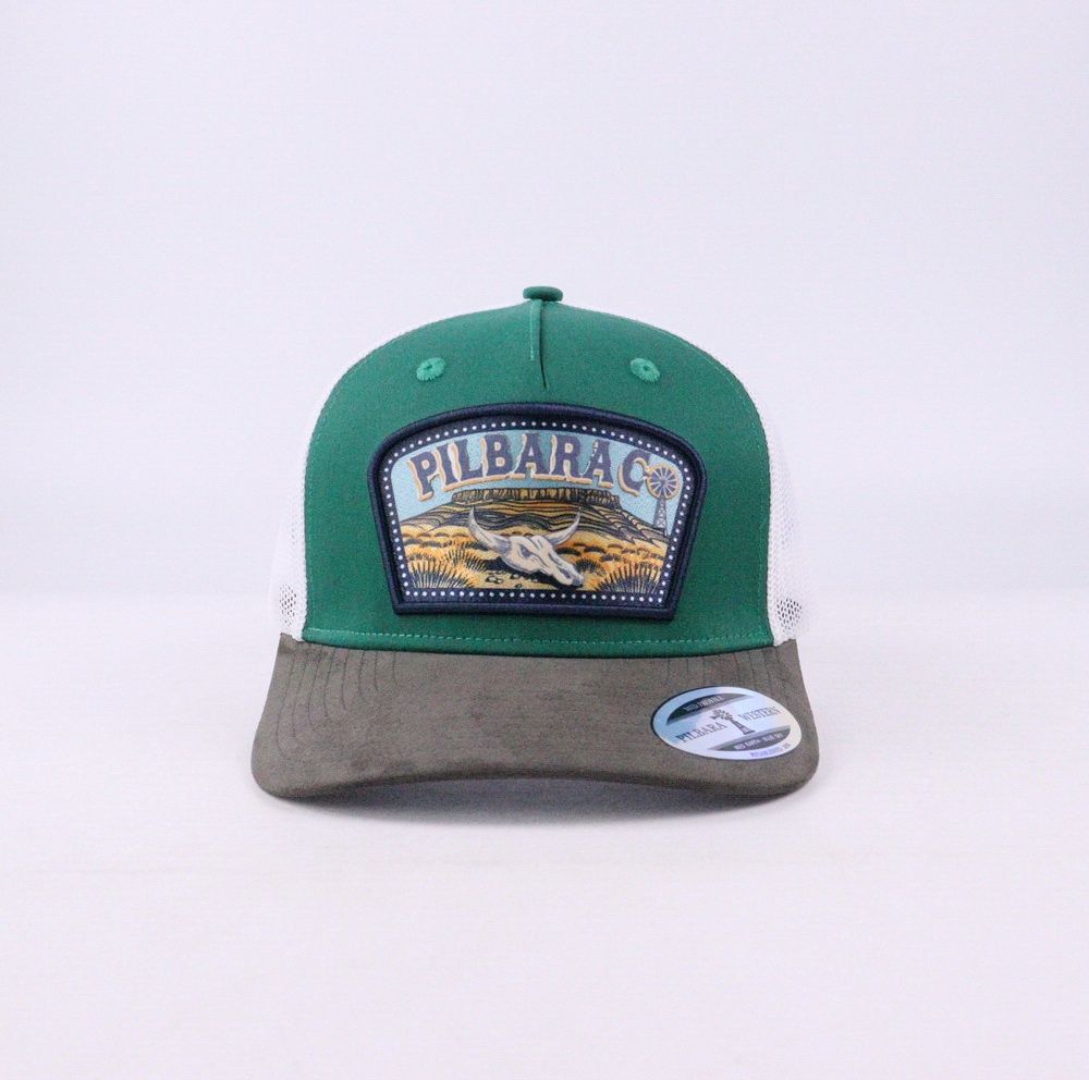 Pilbara Bull Skull Cap, Colour: Bottle/Grey