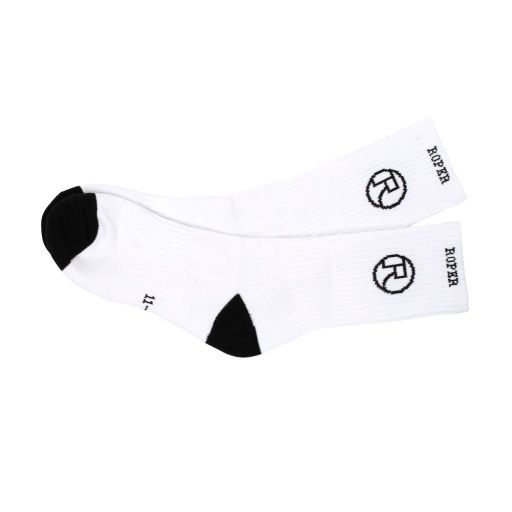 ROPER SOCKS - CREW, Colour: WHITE/BLACK, Size: LARGE