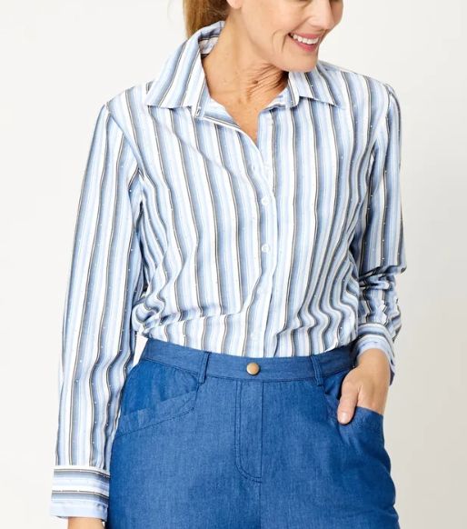 Button Front Stripe Shirt