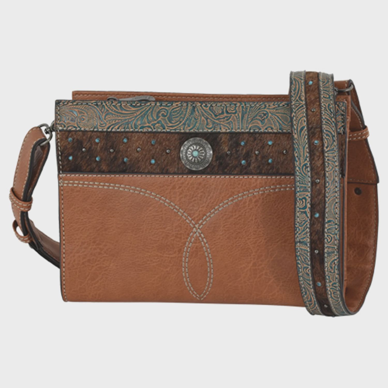 Justin Ladies Crossbody Embossed W/ Hair On