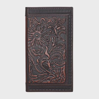 Justin Mens Genuine Rodeo Wallet Tooled And Embossed