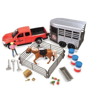 24 PIECE TRUCK &amp; HORSE TRAILER PLAYSET