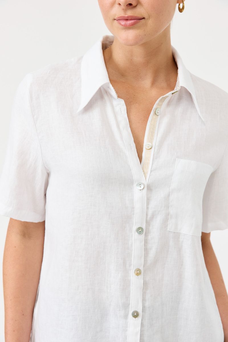Studio S/S Linen Shirt, Colour: White, Size: XS