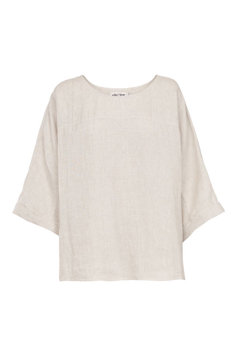 Studio Relaxed Linen Top, Colour: Tusk