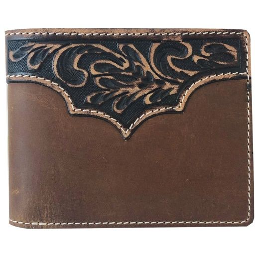 BI-FOLD WALLET - TOOLED YOKE TAN