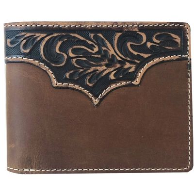 BI-FOLD WALLET - TOOLED YOKE TAN