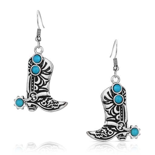 TURQUOISE COWBOY KICKER EARRINGS