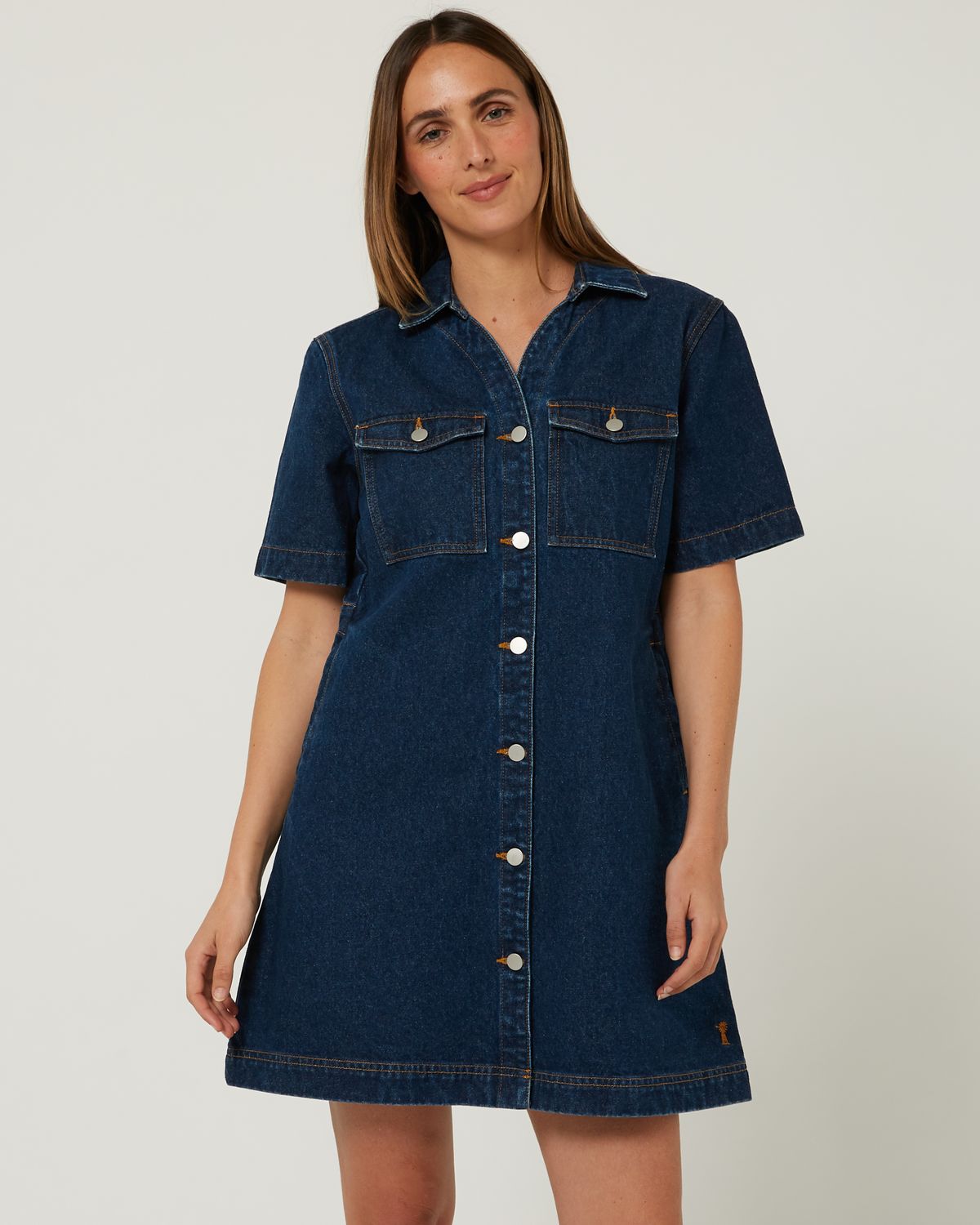 Josie S/S Denim Dress, Colour: Indigo, Size: 8