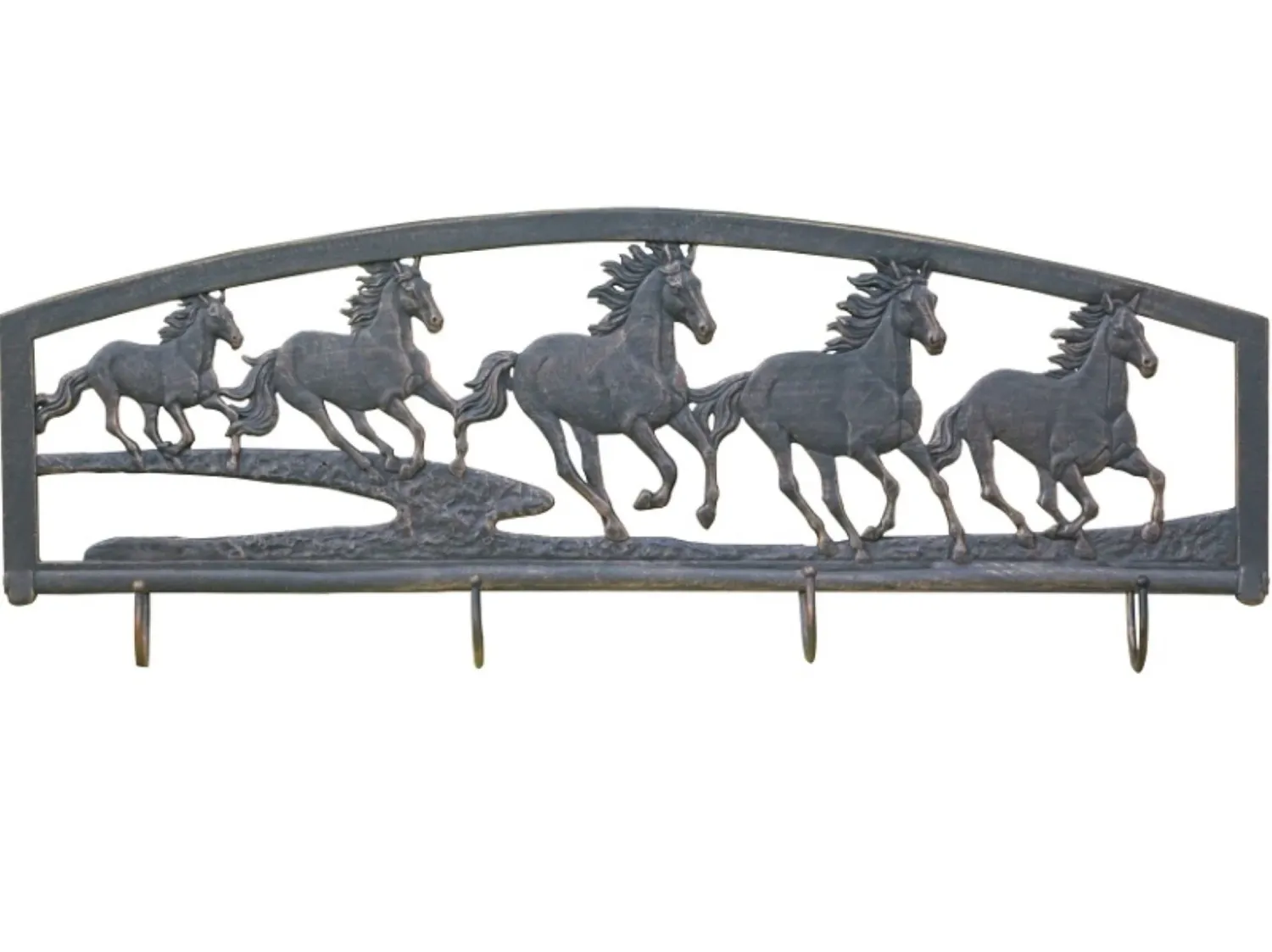 Cast Wall Art Coat Rack - Large, Pattern: Running Horse