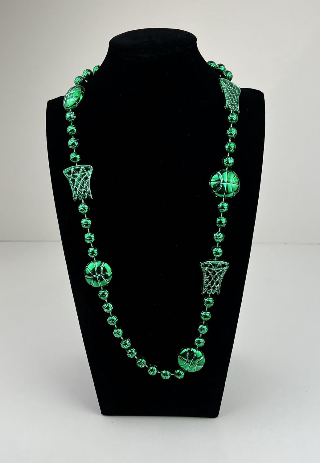 36" Metallic green Basketball Bead Necklace single copy