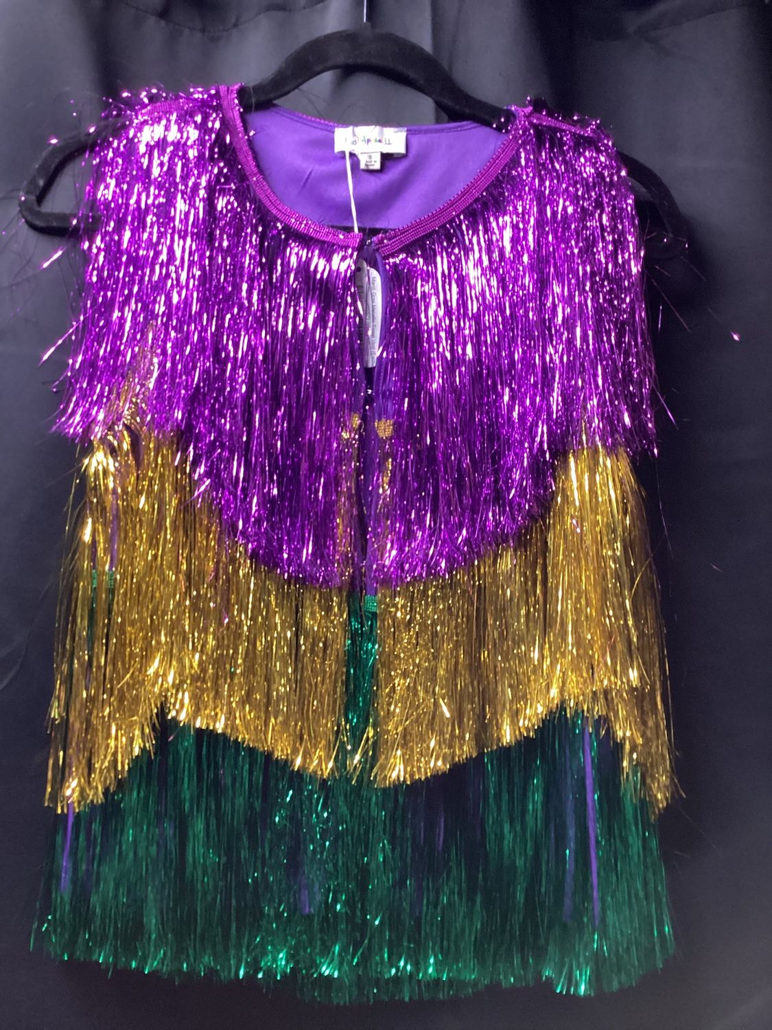 Mardi Gras Metallic Tinsel Vest, Size: Large