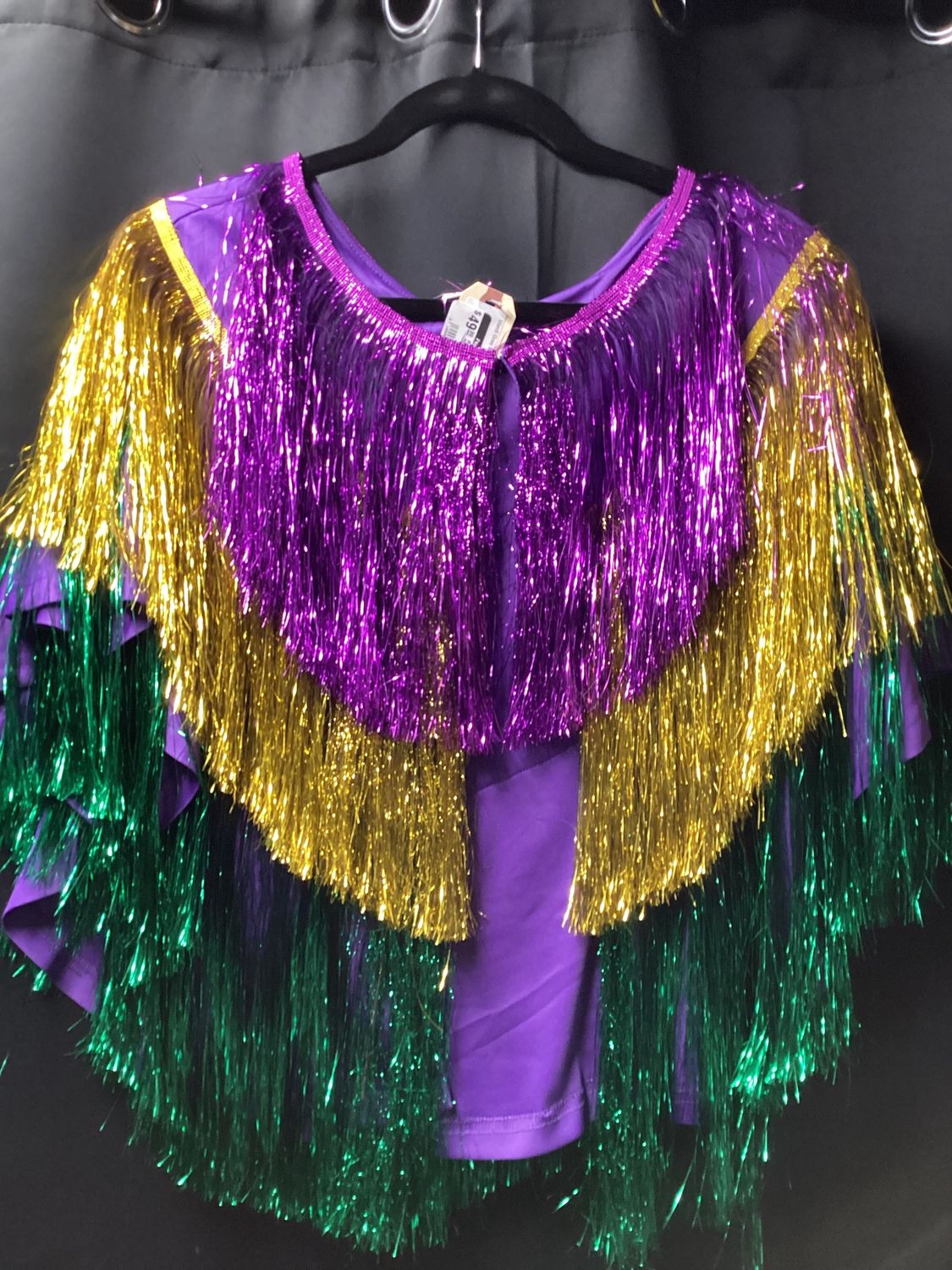 Mardi Gras Metallic Tinsel Poncho, Size: Large