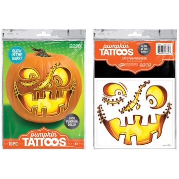 Glow in the Dark Tattoos for Pumpkins - 6 Designs