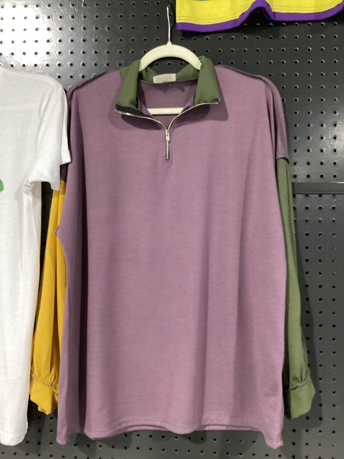 Terry Knit Color Block Zip Up Sweatshirt, Size: Small