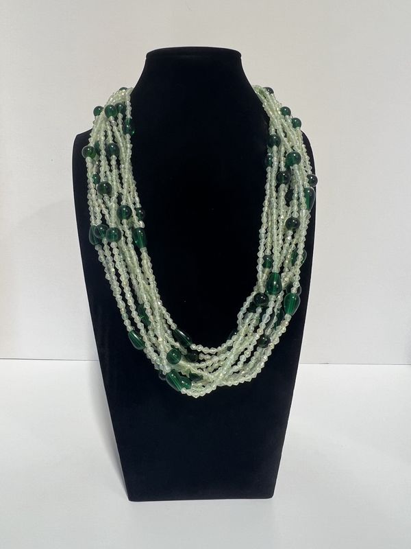 27&quot; Green Glass Bead Necklace (Dozen) GL374