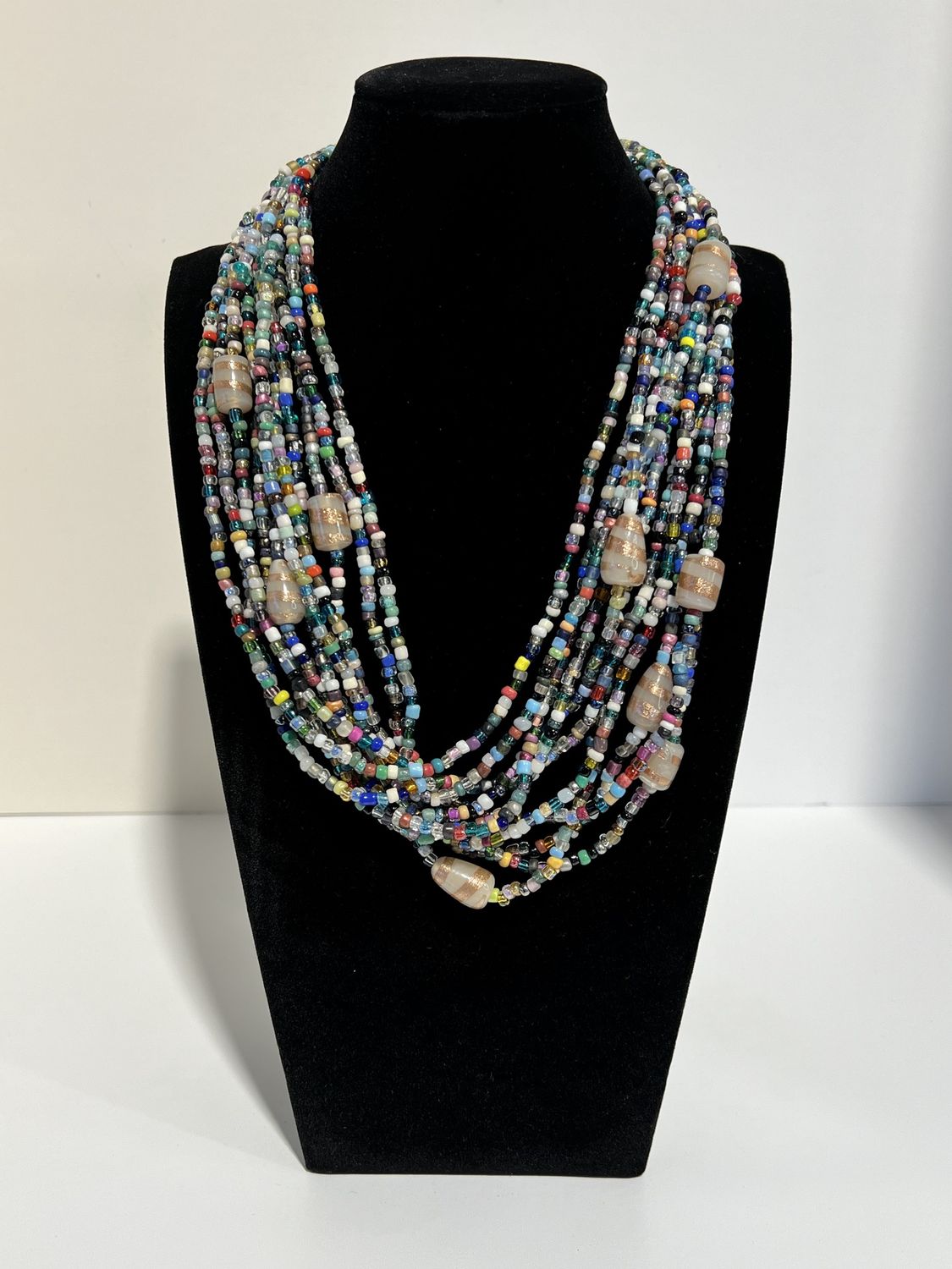 27" Multicolor Glass Bead Necklace (Dozen) GL090