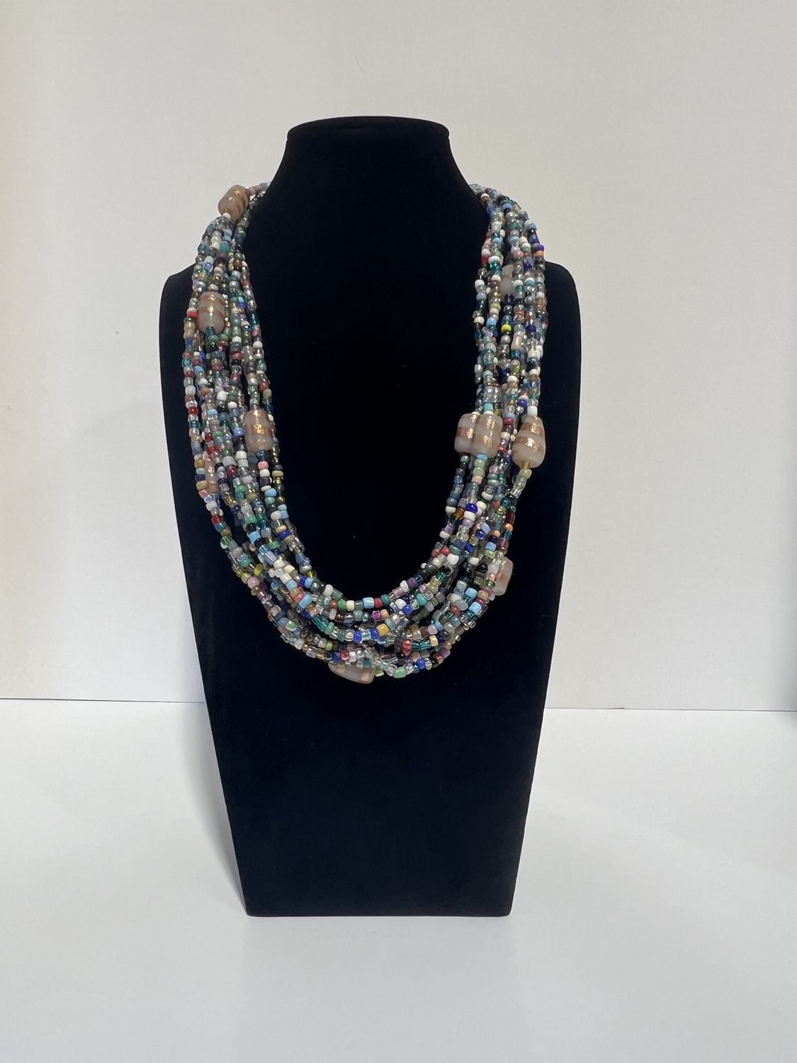27" Multicolor Glass Bead Necklace (Dozen) GL021