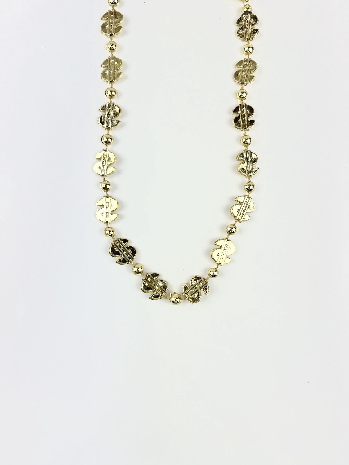 36" Dollar Sign Bead Necklace - Assorted Gold and Silver single