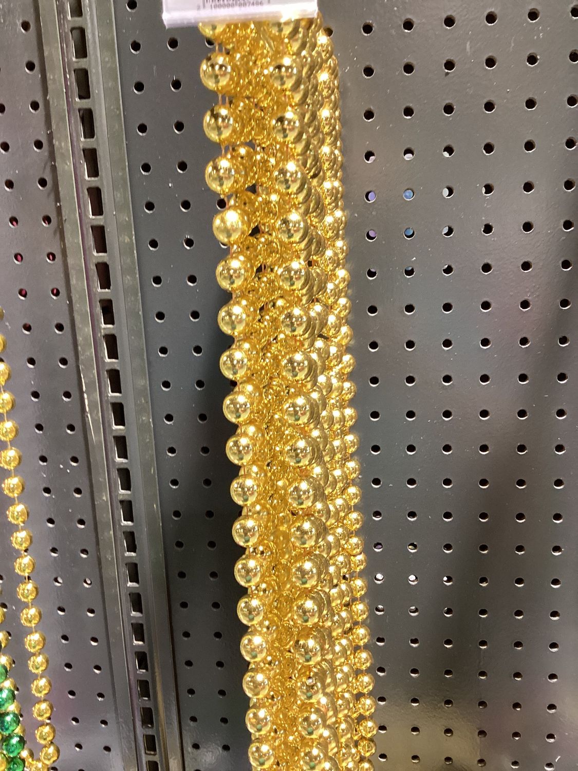 48" 14mm Round Mardi Gras Beads - Dozen Metallic Gold single