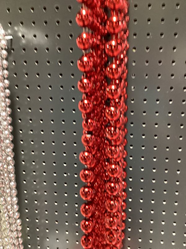 48&quot; 18mm Round Mardi Gras Beads - Dozen Metallic Red single