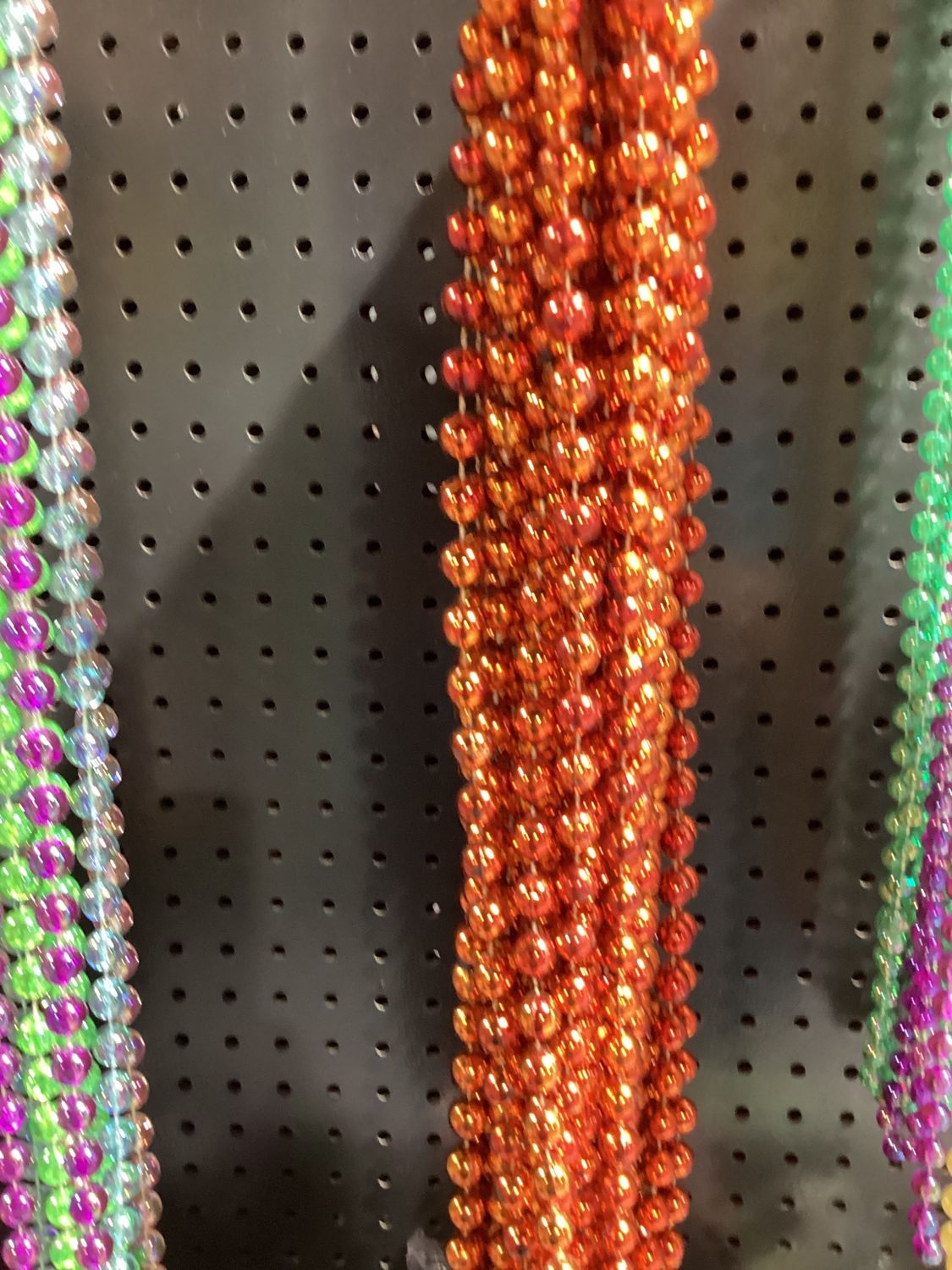 48" 12mm Round Mardi Gras Beads Metallic Orange (DZ)