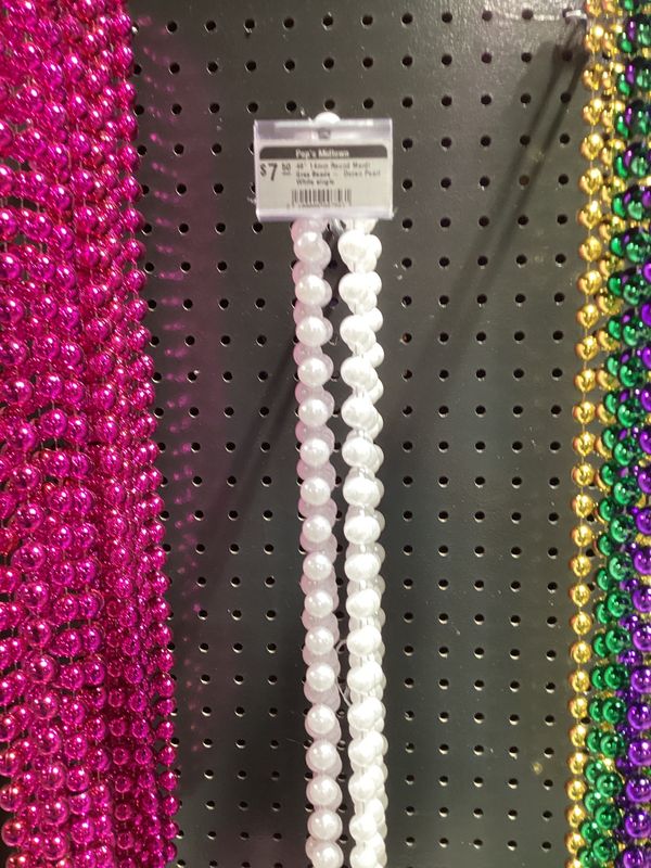 48&quot; 14mm Round Mardi Gras Beads - Dozen Pearl White single