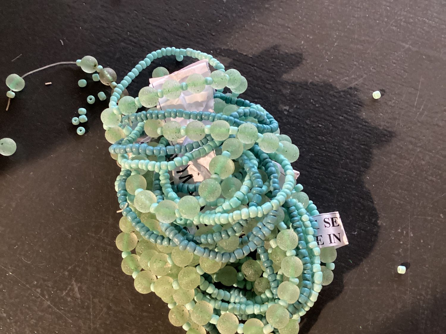 7" Glass Bead Bracelets - Turquoise and Light Blue (Dozen)